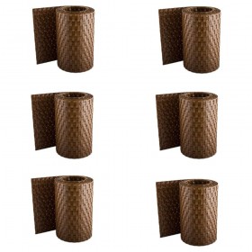 KIT 6 PEZZI Recinzione Giardino, Strisce Frangivista in PE in Rattan, Protezione per Gli Sguardi Indiscreti,Polyrattan Pannelli per Recinzioni,Rotolo 255 cm x 19 cm Marrone